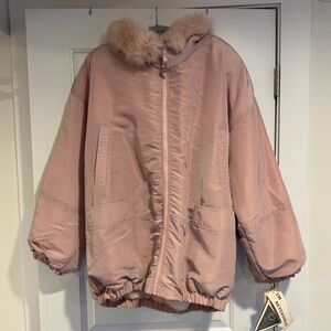 J Percy Marvin Richards Vintage Reversible Faux Fur Pink Jacket Women’s L NEW